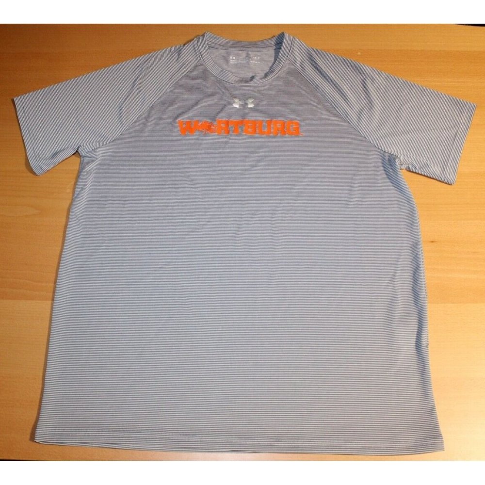 Mens Under Armour Stripe Tech Locker Wartburg Short Sleeve Shirt Large 1276222